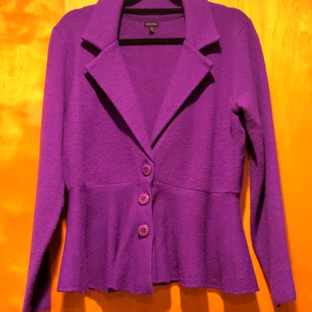 Purple Peplum Cardigan